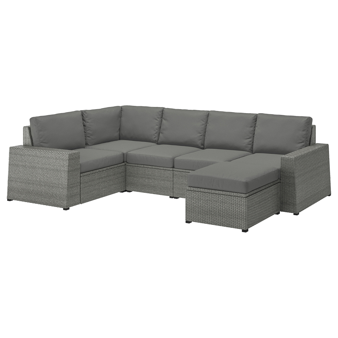 SOLLERÖN modular corner sofa 4-seat, outdoor with footstool dark