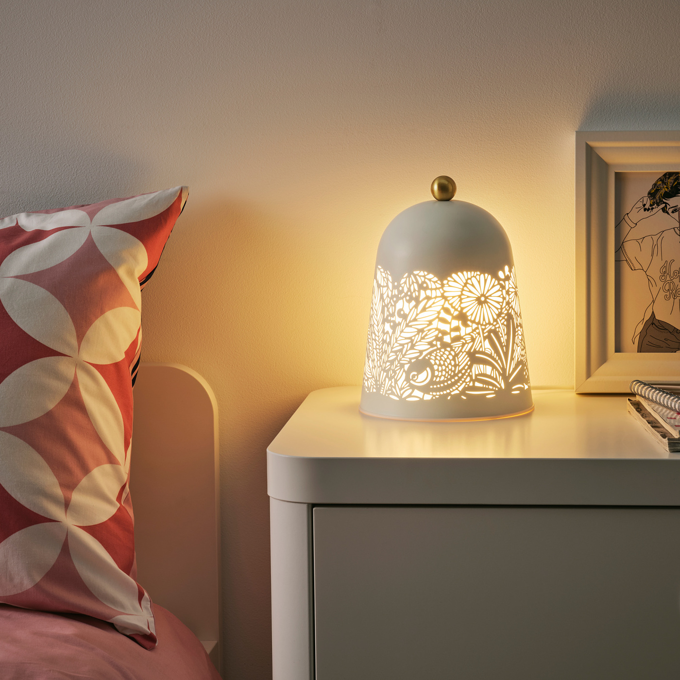 SOLSKUR LED table lamp white/brass-colour - IKEA