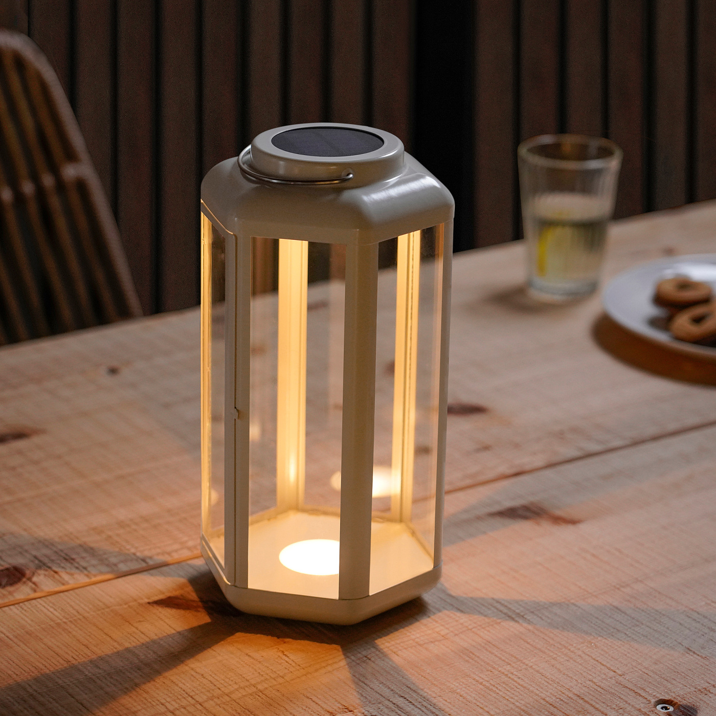 SOLVINDEN LED solar-powered table lamp lantern/beige - IKEA