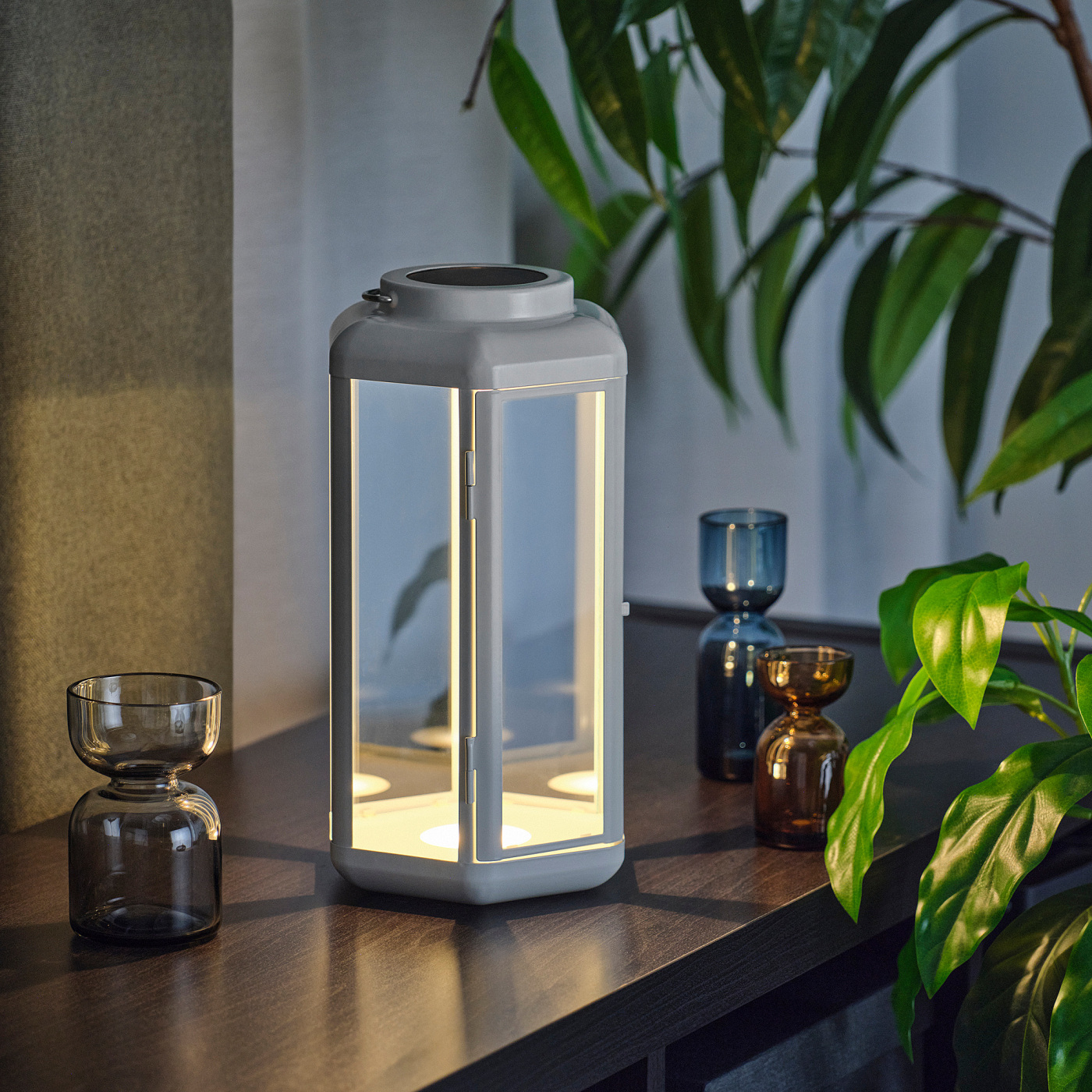 SOLVINDEN LED solar-powered table lamp lantern/white - IKEA