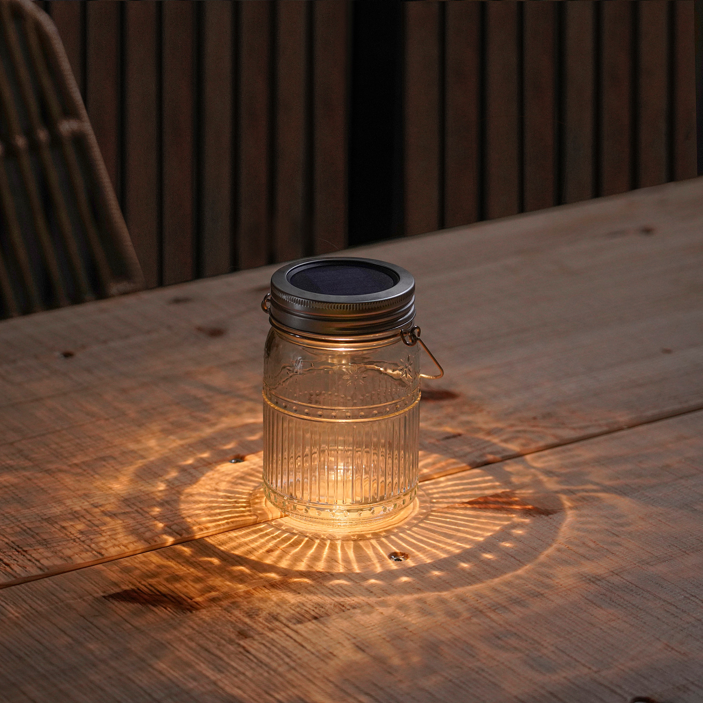 SOLVINDEN LED solar-powered table lamp outdoor/jar clear - IKEA