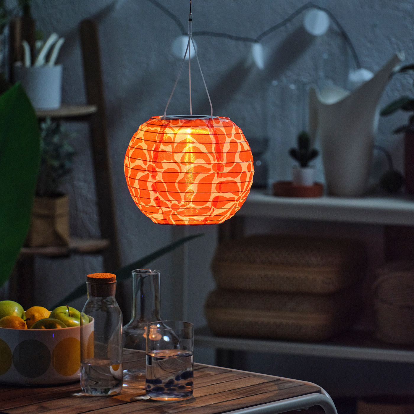 SOLVINDEN pendant lamp flower/solar-powered orange - IKEA