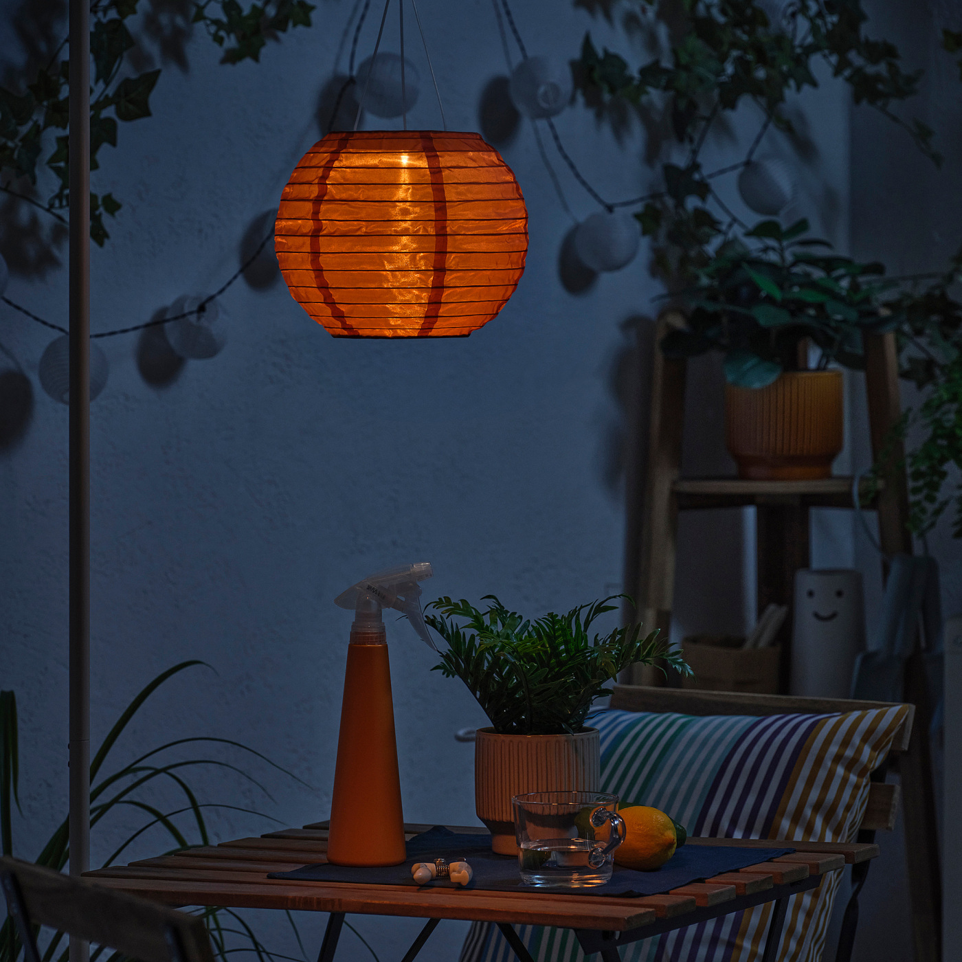 わろてん様IKEA SOLVINDEN 【新品】ライト　オレンジ青8個 SOLVINDEN pendant lamp solar-powered/orange - IKEA