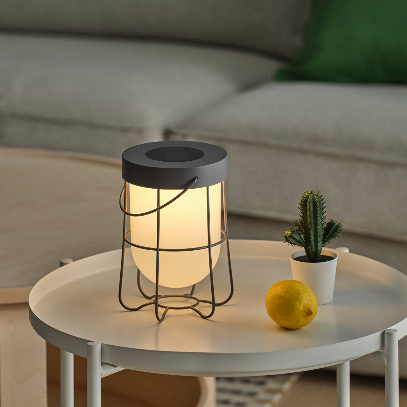 SOLVINDEN table lamp solar-powered/grey - IKEA