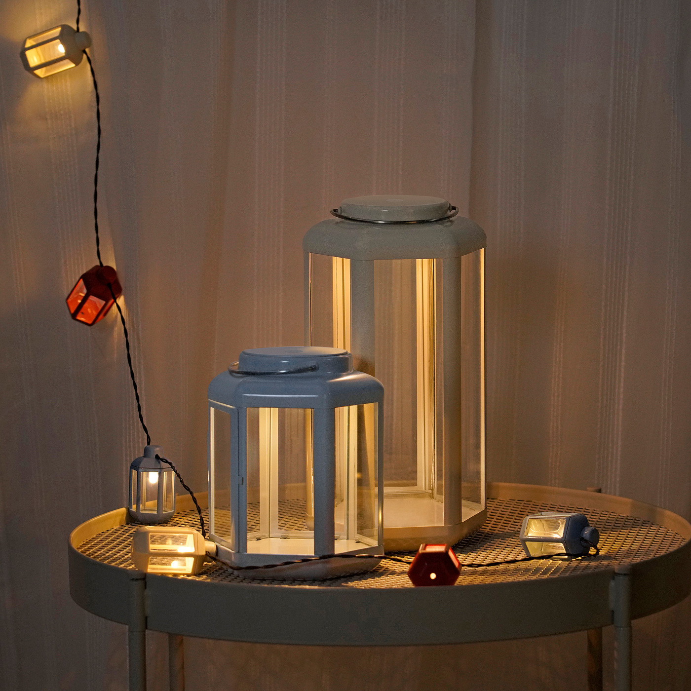 SOMMARLÅNKE LED decorative table lamp lantern outdoor/battery