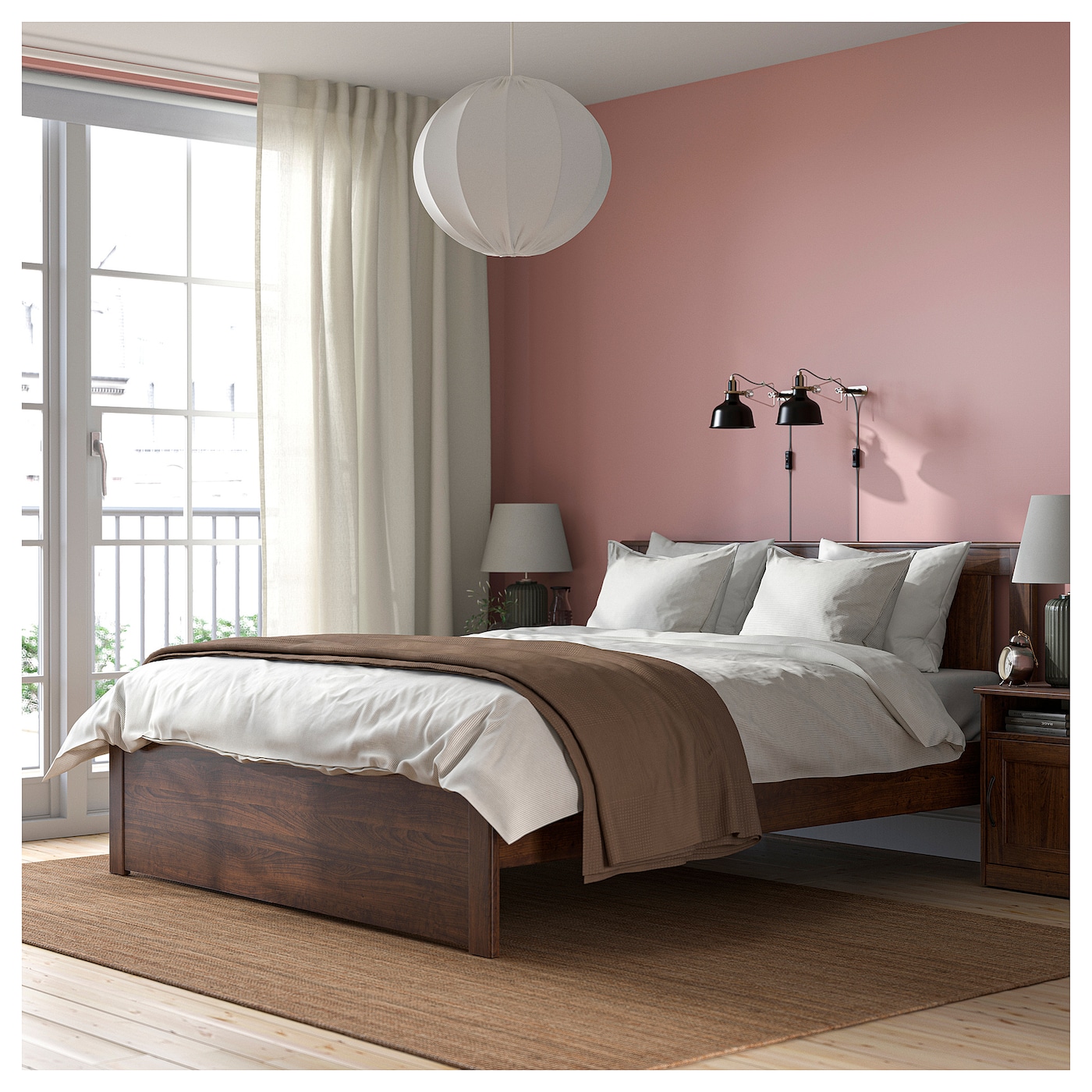 SONGESAND bed frame brown Lonset IKEA