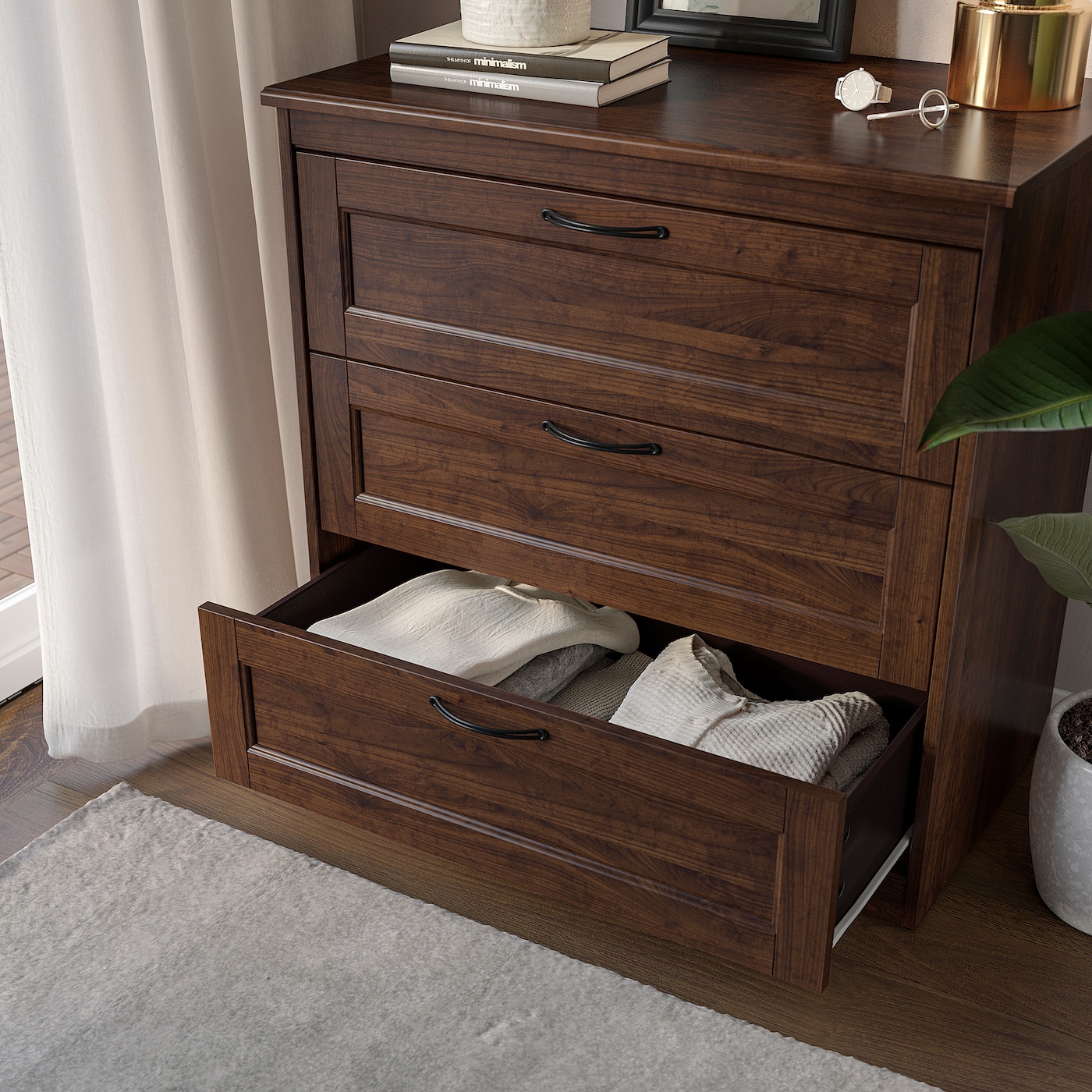 SONGESAND chest of 3 drawers brown - IKEA