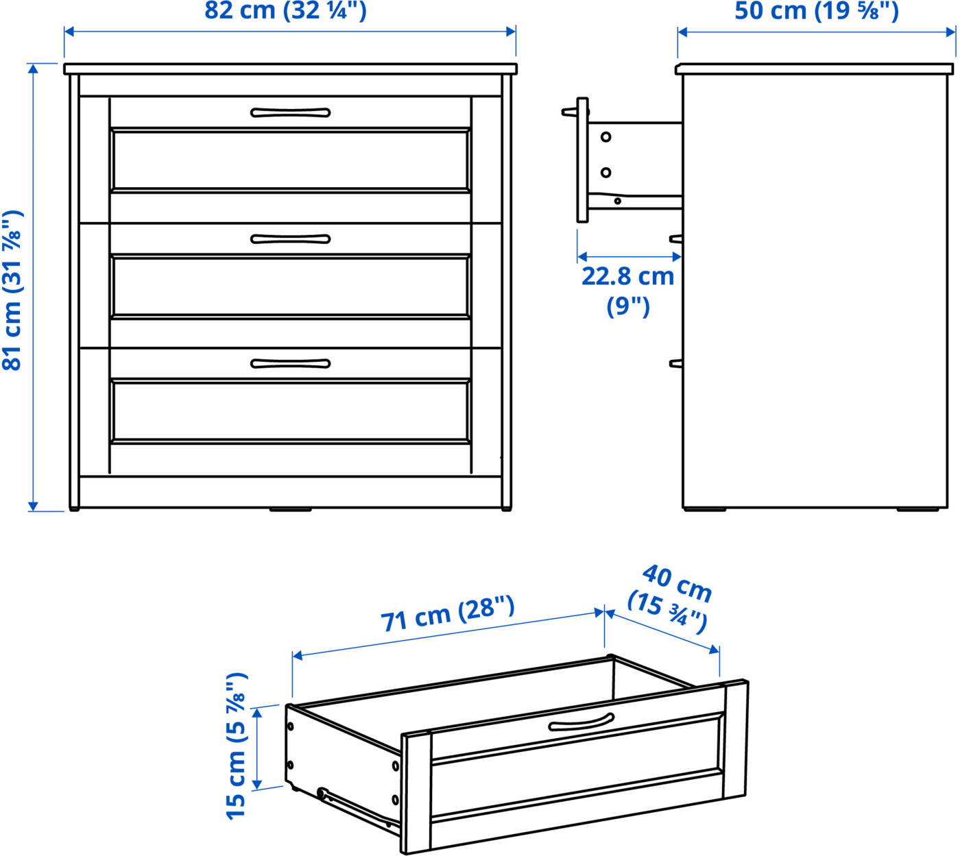 みんみ　IKEA 幅81cm SONGESAND ソンゲサンド 3段棚 SONGESAND chest of 3 drawers brown - IKEA