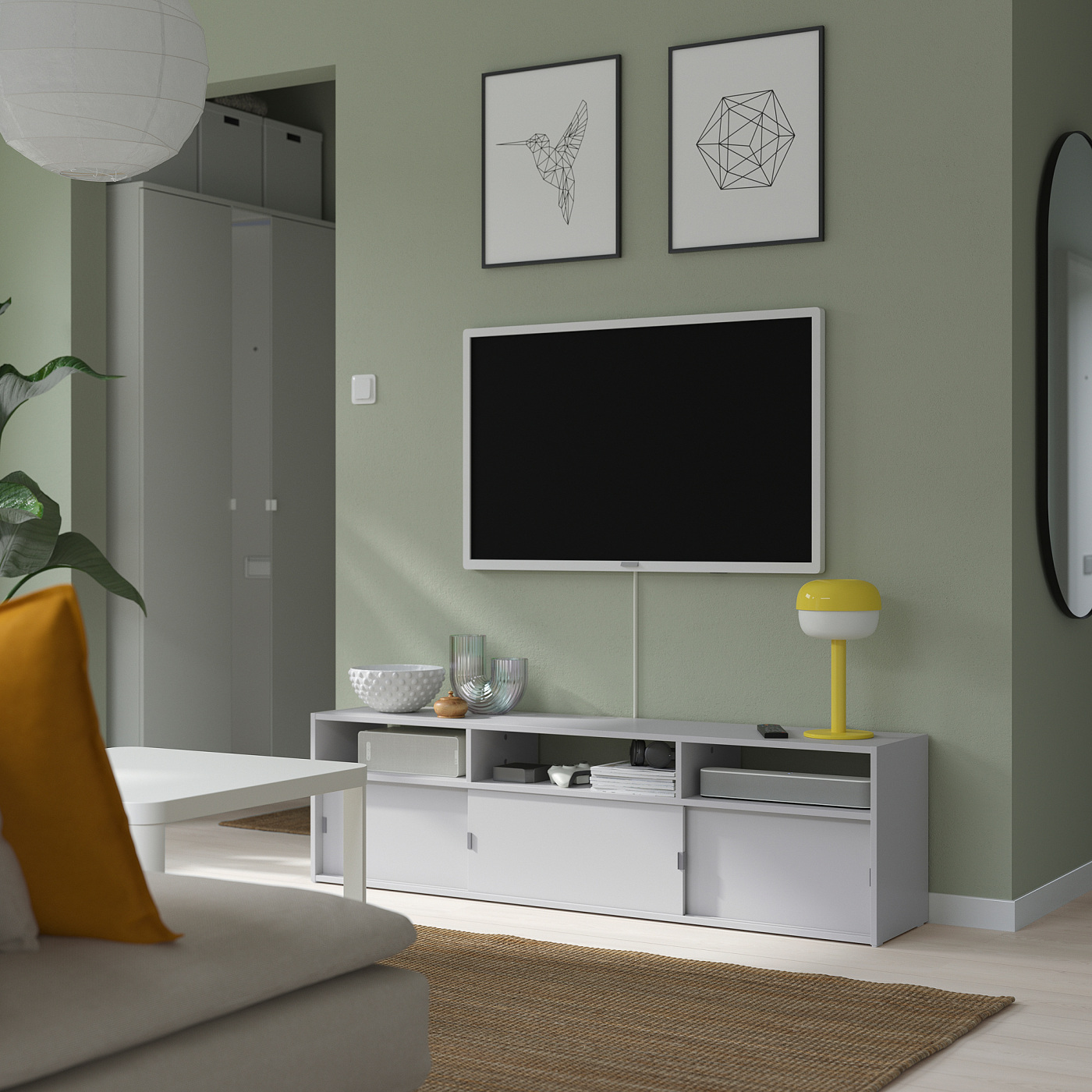 SPIKSMED TV bench light grey - IKEA