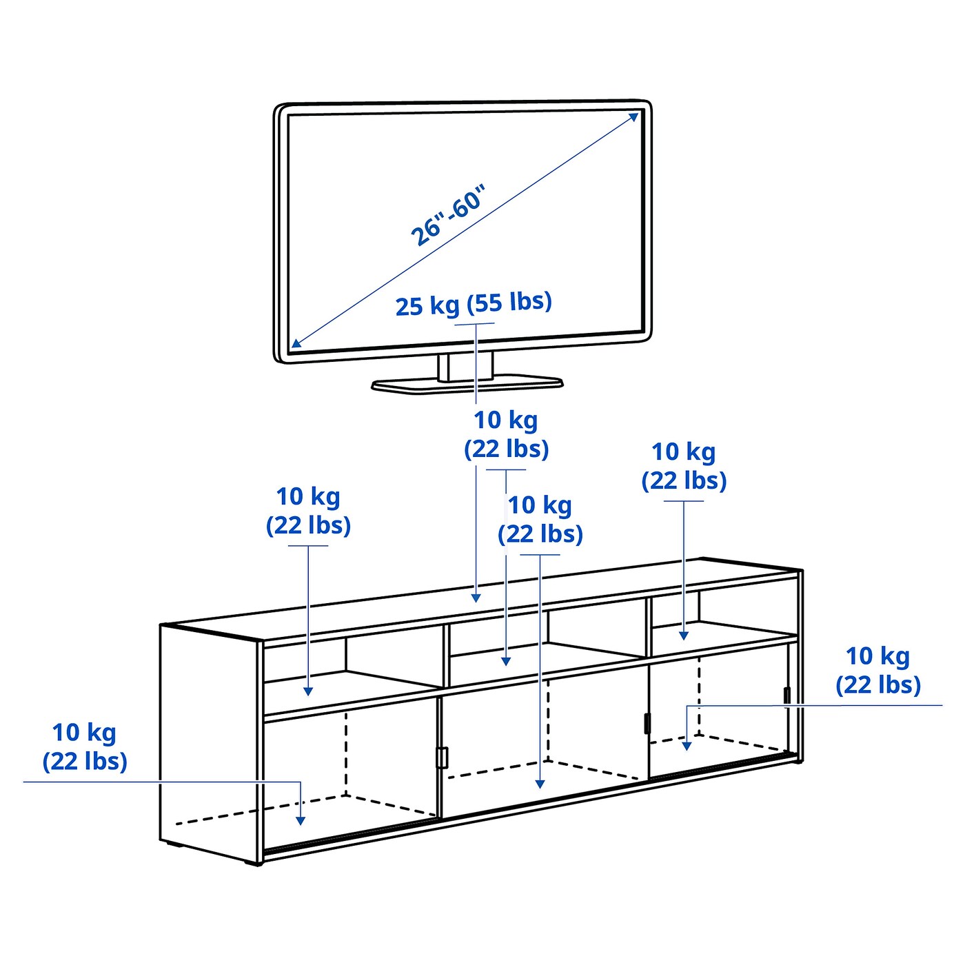 SPIKSMED TV bench light grey - IKEA