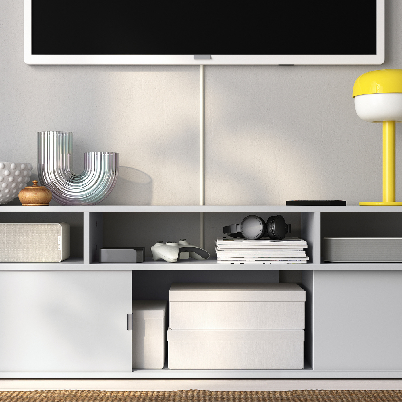 SPIKSMED TV storage combination light grey - IKEA