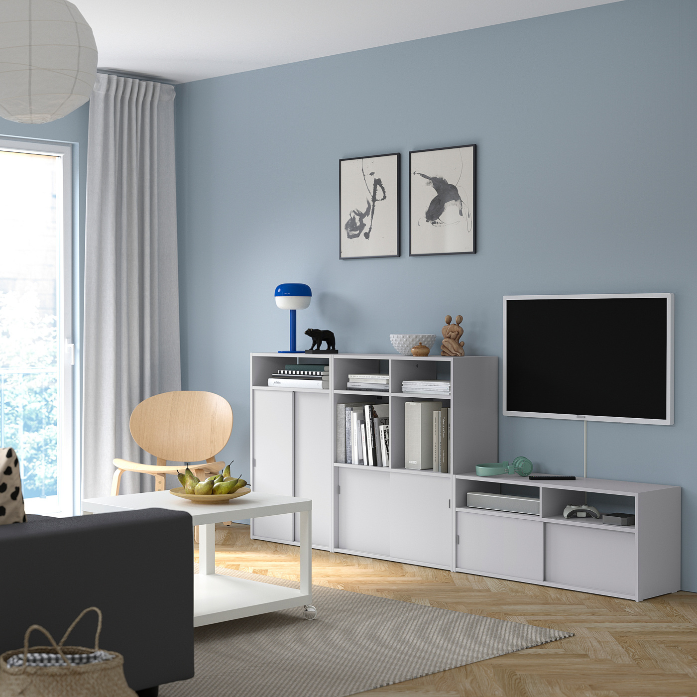 SPIKSMED TV storage combination light grey - IKEA