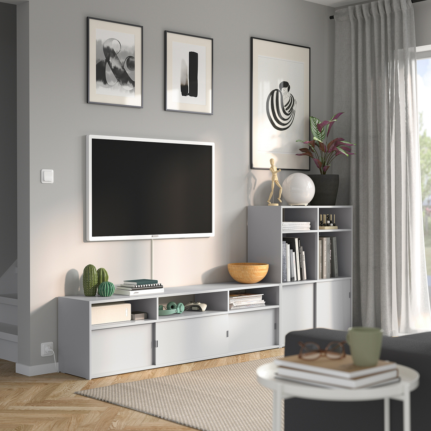 美品IKEA テレビ台 SPIKSMED SPIKSMED TV storage combination light grey - IKEA