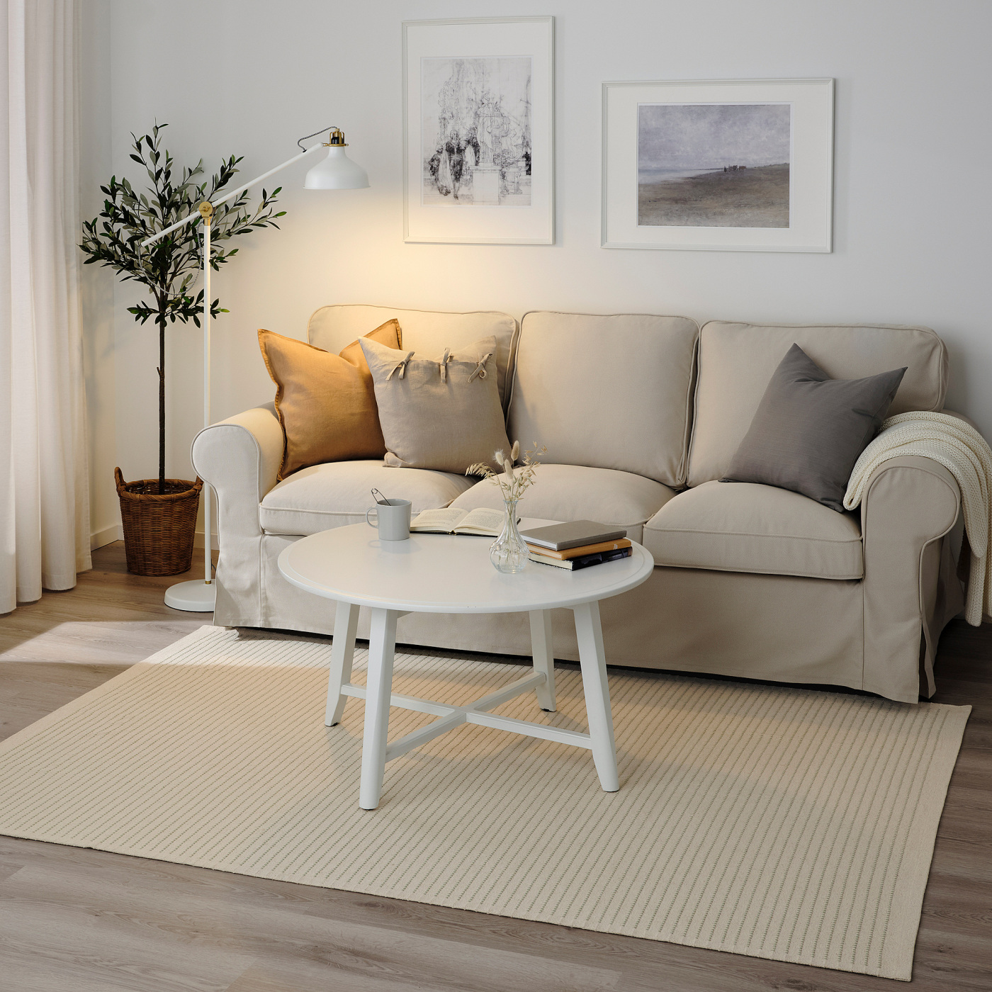 STARREKLINTE rug, flatwoven natural/light green - IKEA