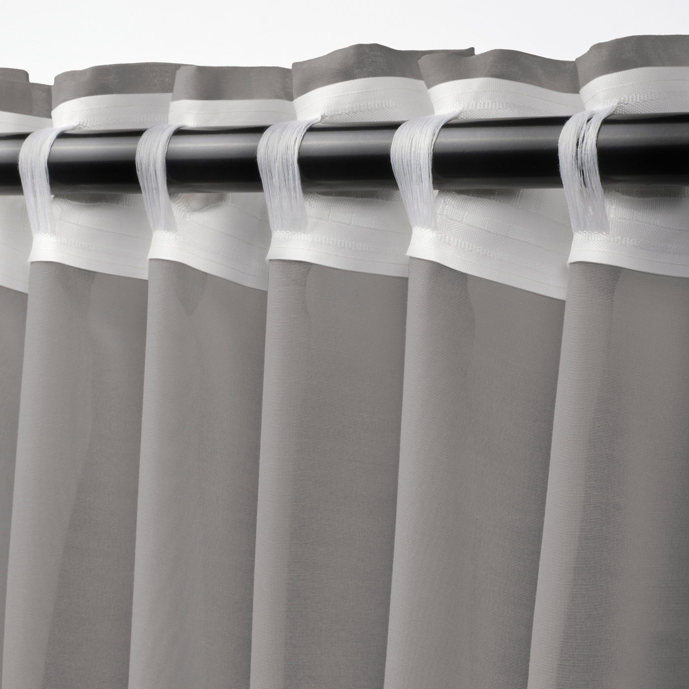 STENFRÖ sheer curtains, 1 pair grey/with heading tape - IKEA