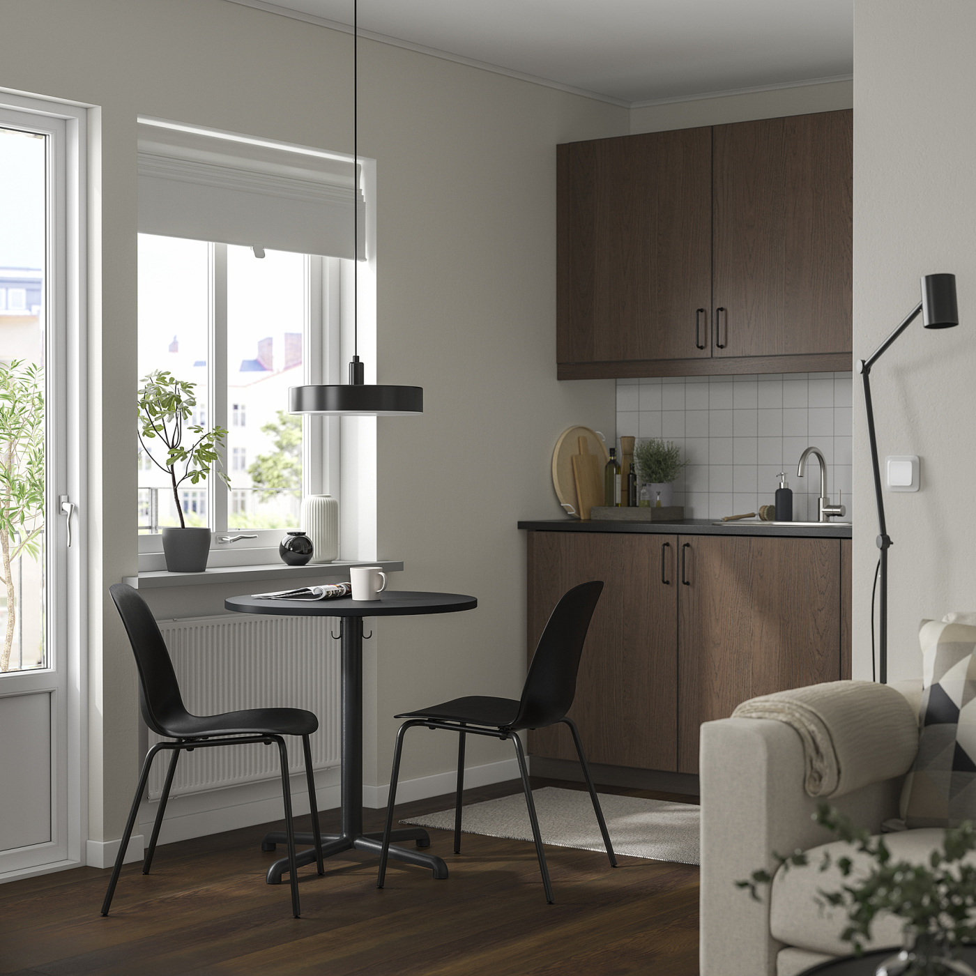 STENSELE / LIDÅS table and 2 chairs anthracite anthracite/black