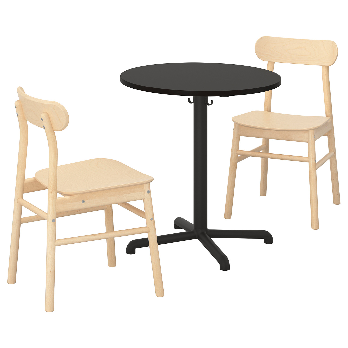 STENSELE / RÖNNINGE table and 2 chairs anthracite/anthracite birch