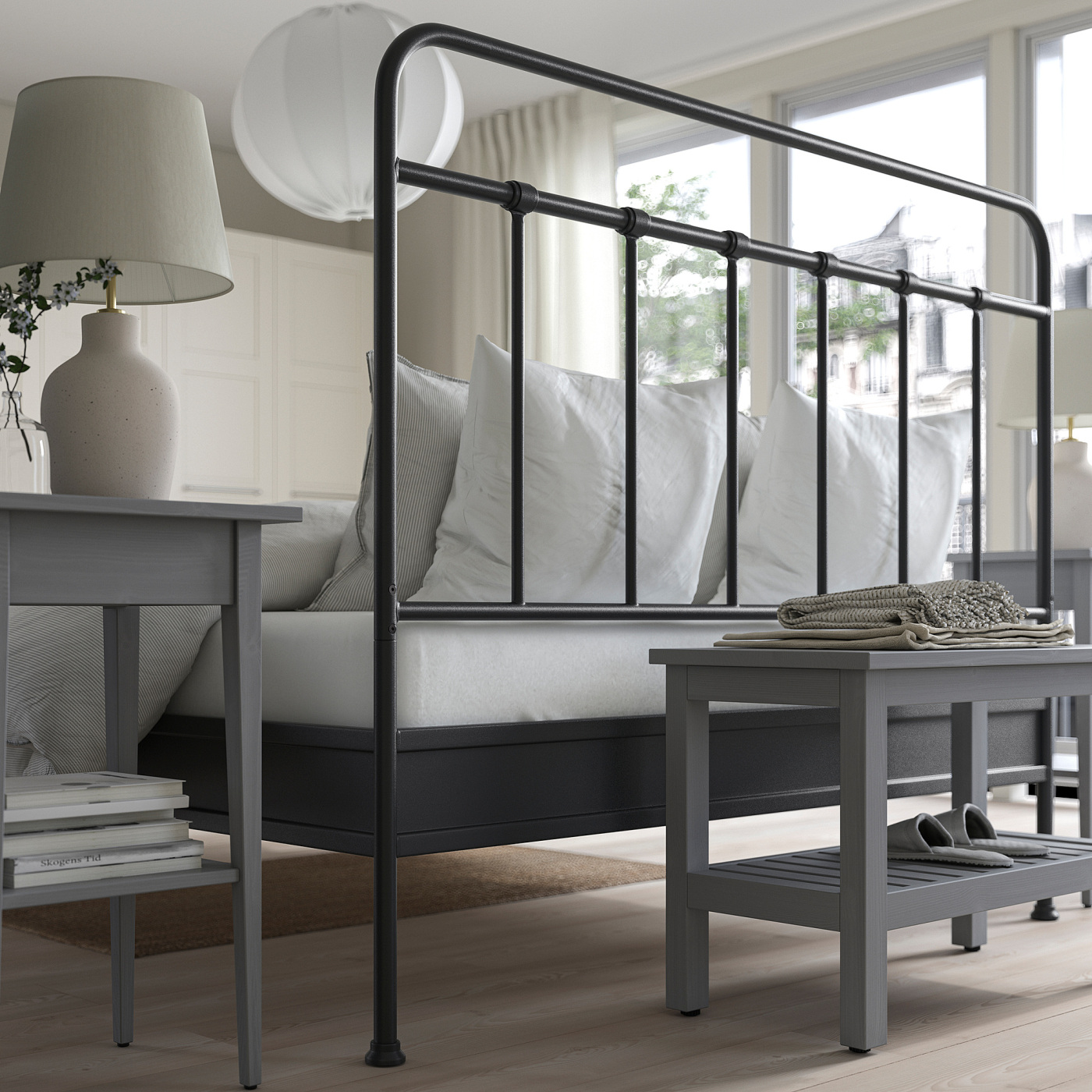 STJÄRNÖ bed frame anthracite/Lönset - IKEA