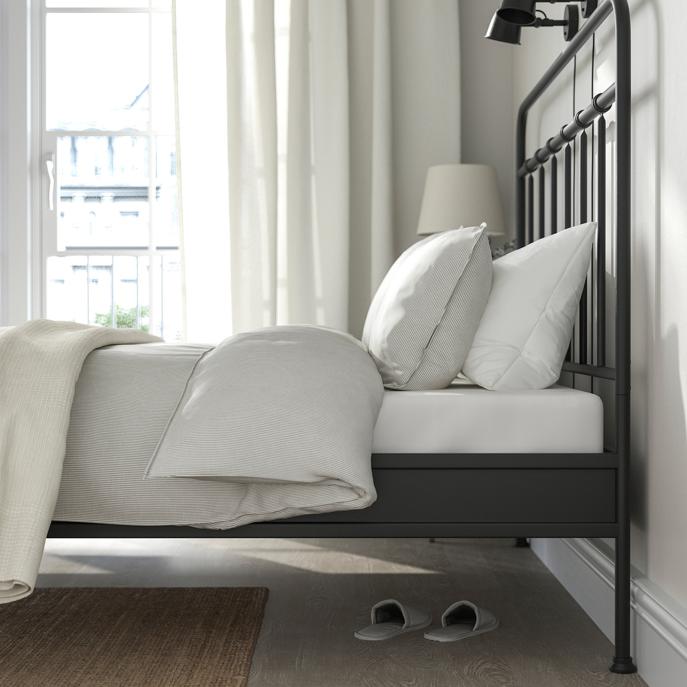 STJÄRNÖ bed frame anthracite/Lönset - IKEA