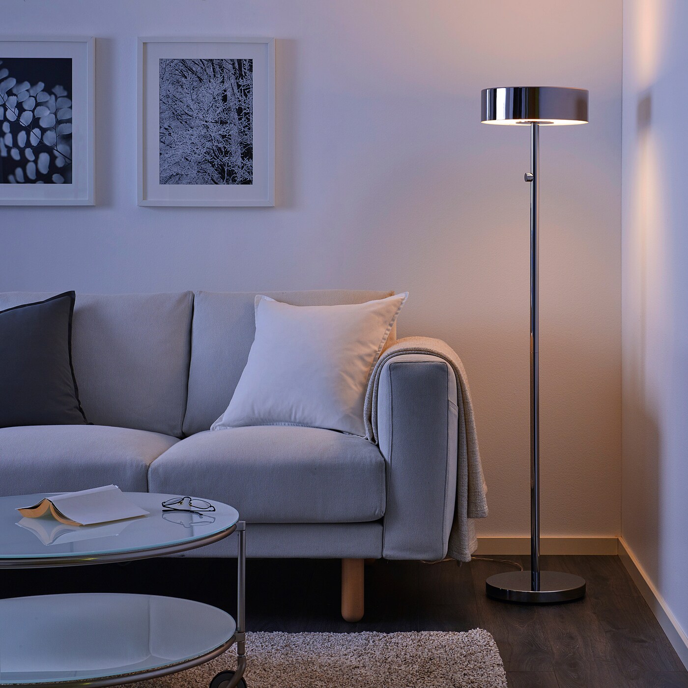 STOCKHOLM 2025 floor lamp, white textile/brass plated, 63