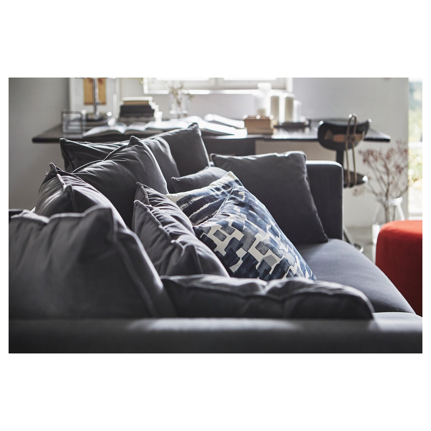 STOCKHOLM 2017 three-seat sofa Sandbacka dark grey - IKEA
