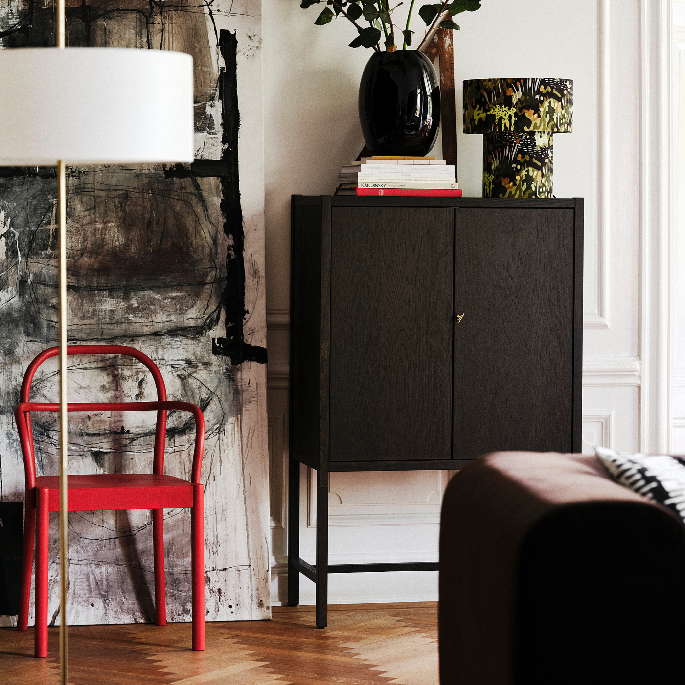 STOCKHOLM 2025 cabinet with 2 doors oak veneer/dark brown - IKEA