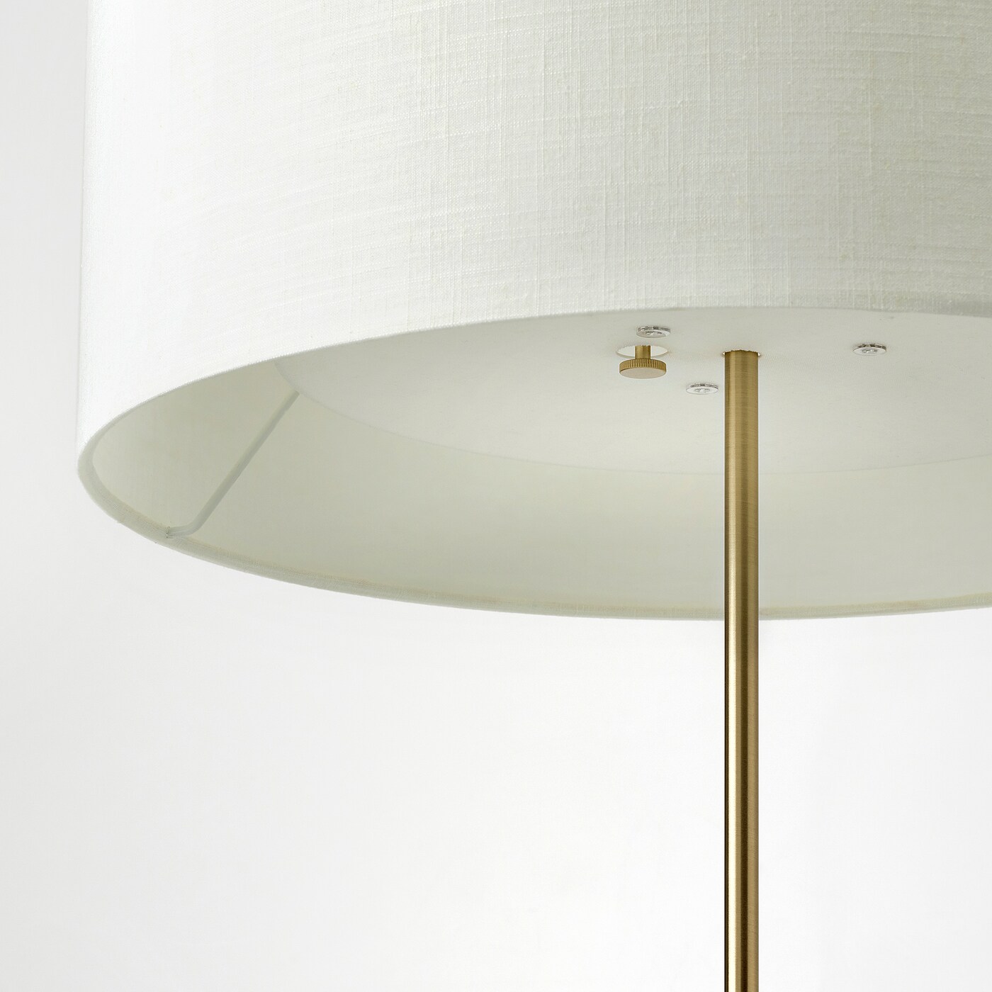 STOCKHOLM 2025 floor lamp white textile/brass-plated - IKEA