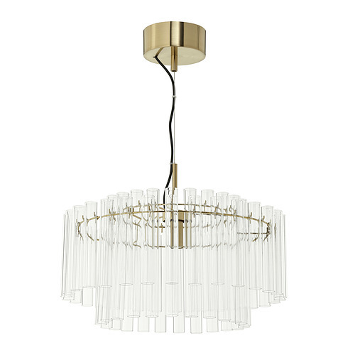 SIMRISHAMN chandelier, 7-armed chrome-plated/opal white glass - IKEA