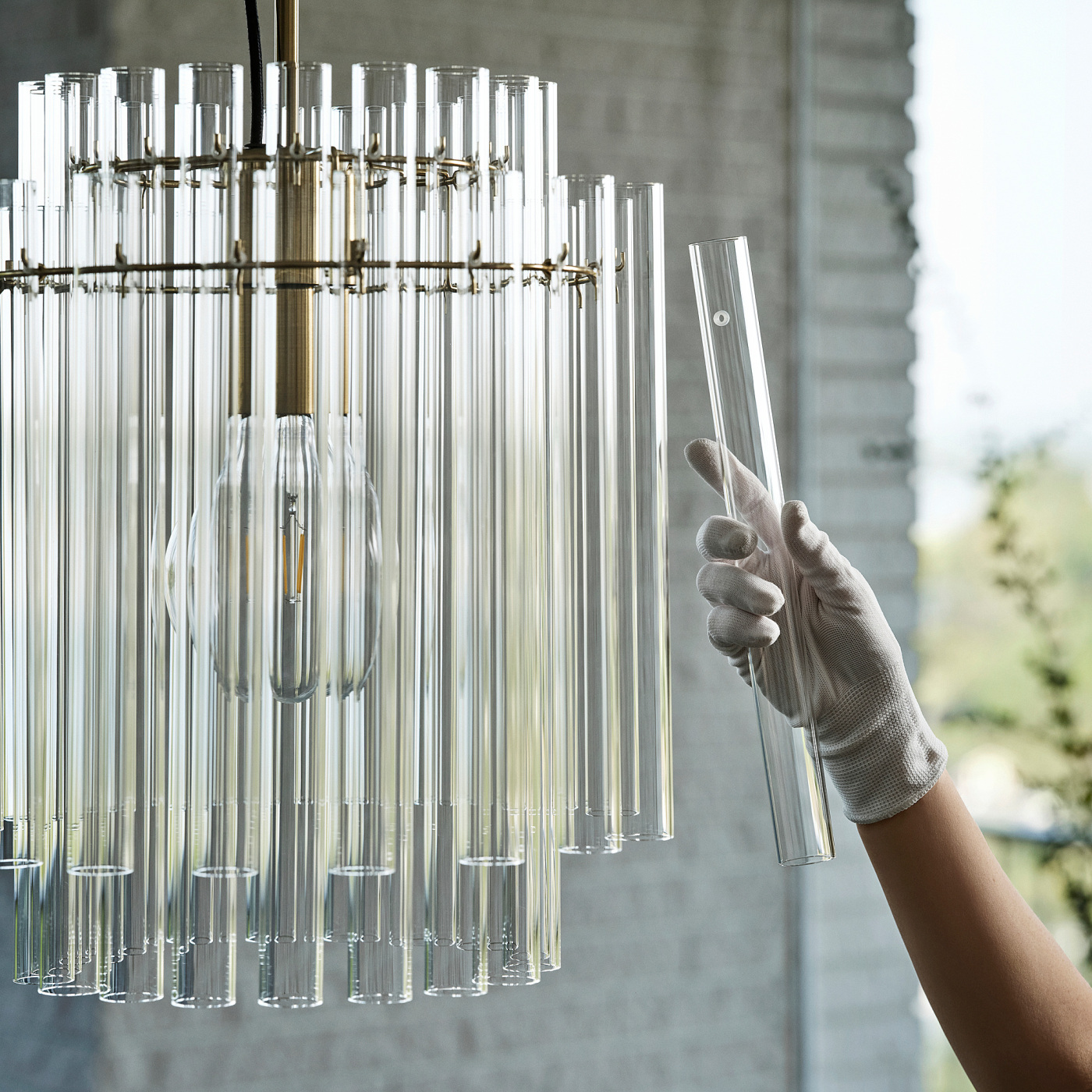 STOCKHOLM 2025 pendant lamp glass/brass-plated - IKEA