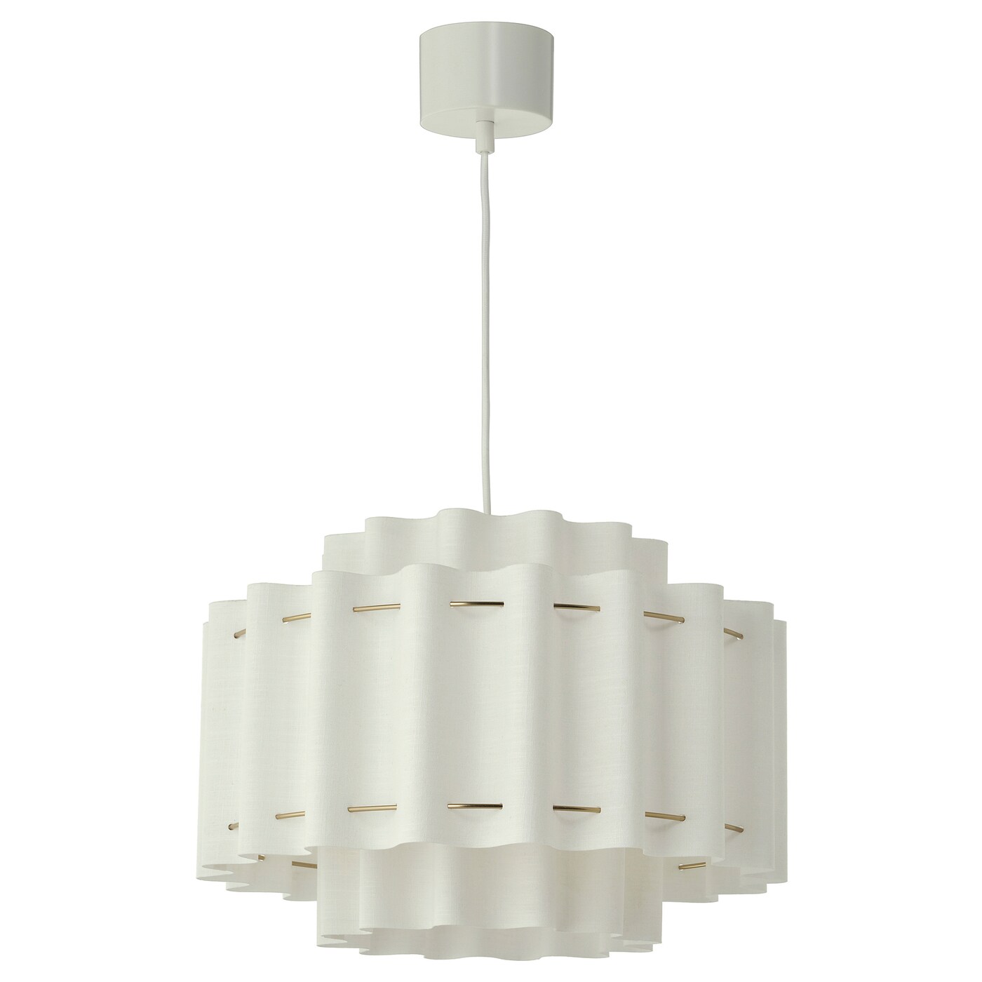 STOCKHOLM 2025 pendant lamp white textile/brass-plated - IKEA