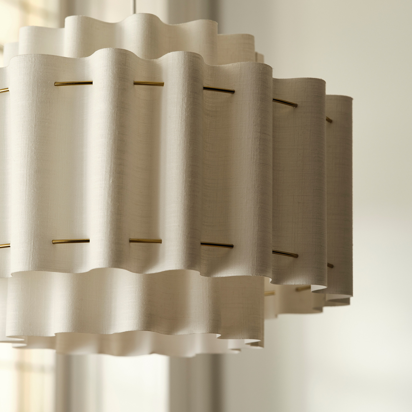 STOCKHOLM 2025 pendant lamp white textile/brass-plated - IKEA