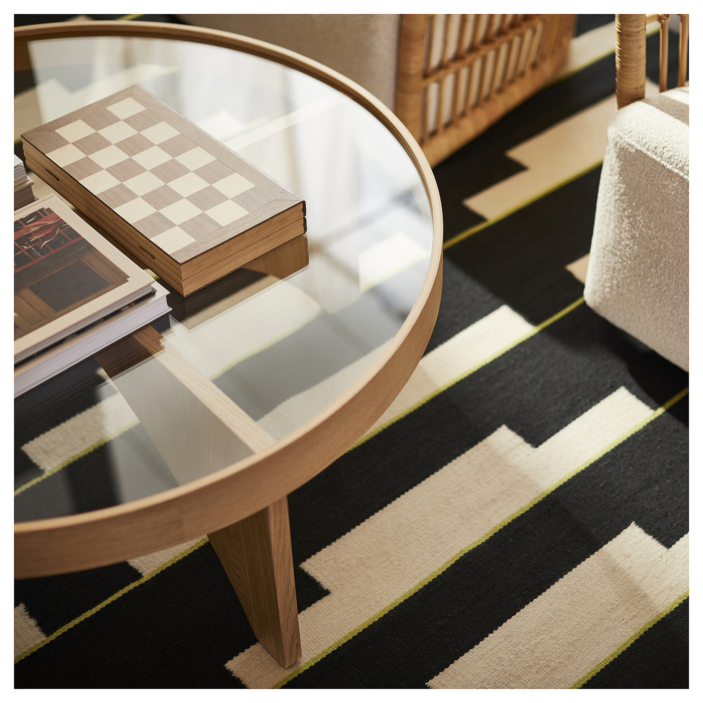 STOCKHOLM 2025 rug, flatwoven black/white/light green handwoven - IKEA