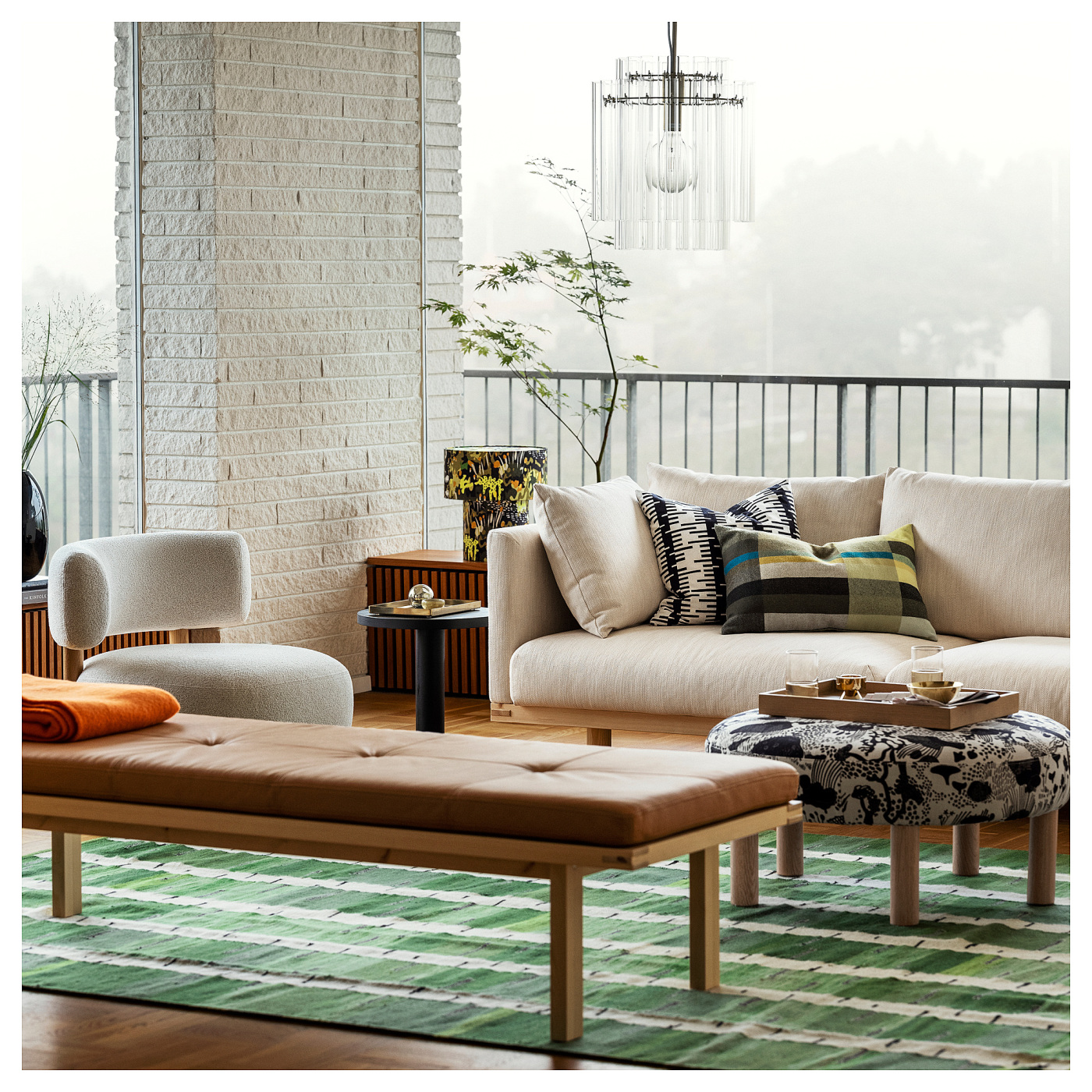 STOCKHOLM 2025 rug, flatwoven green/white/black handwoven - IKEA