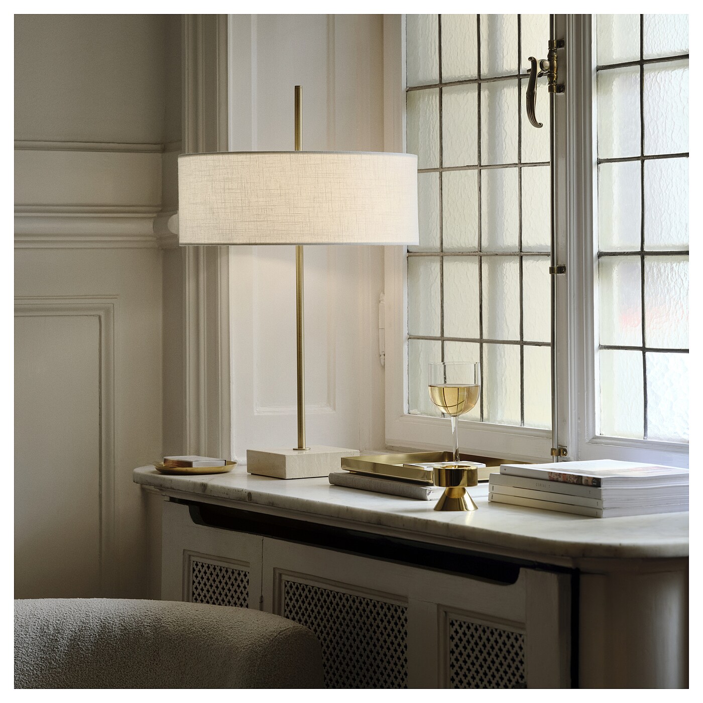 ぺこすけ出品です　IKEA　STOCKHOLM STOCKHOLM 2025 table lamp white textile/brass-plated - IKEA