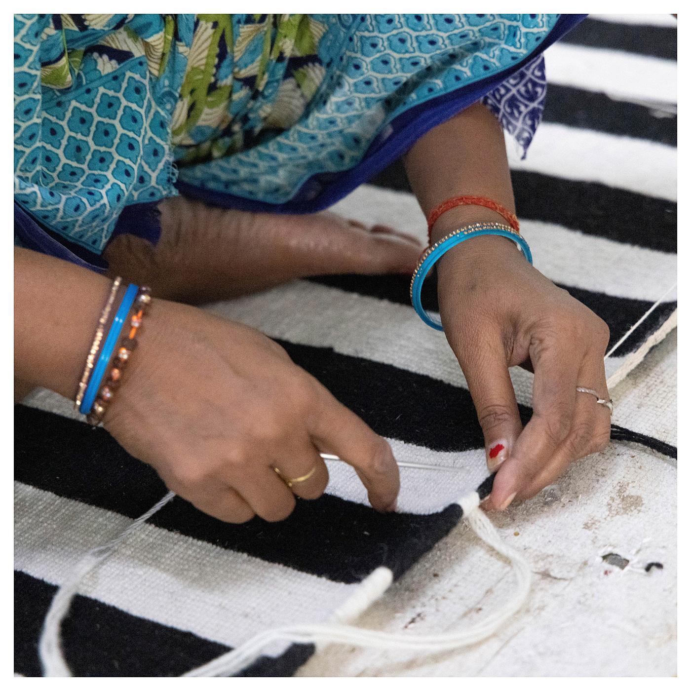 STOCKHOLM rug, flatwoven handmade/striped black/off-white - IKEA