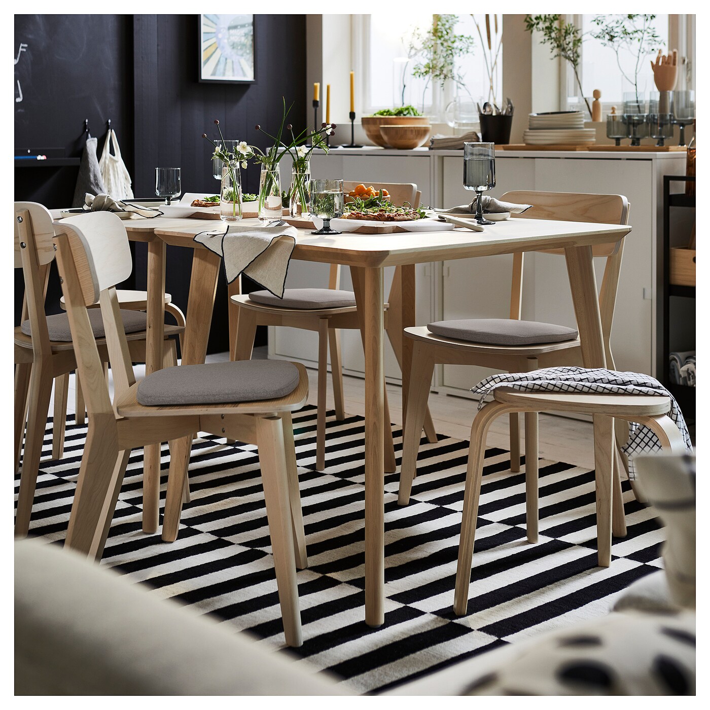 STOCKHOLM rug, flatwoven handmade/striped black/off-white - IKEA