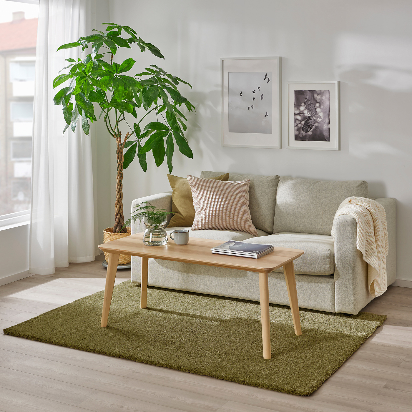 STOENSE rug, low pile light olive-green - IKEA