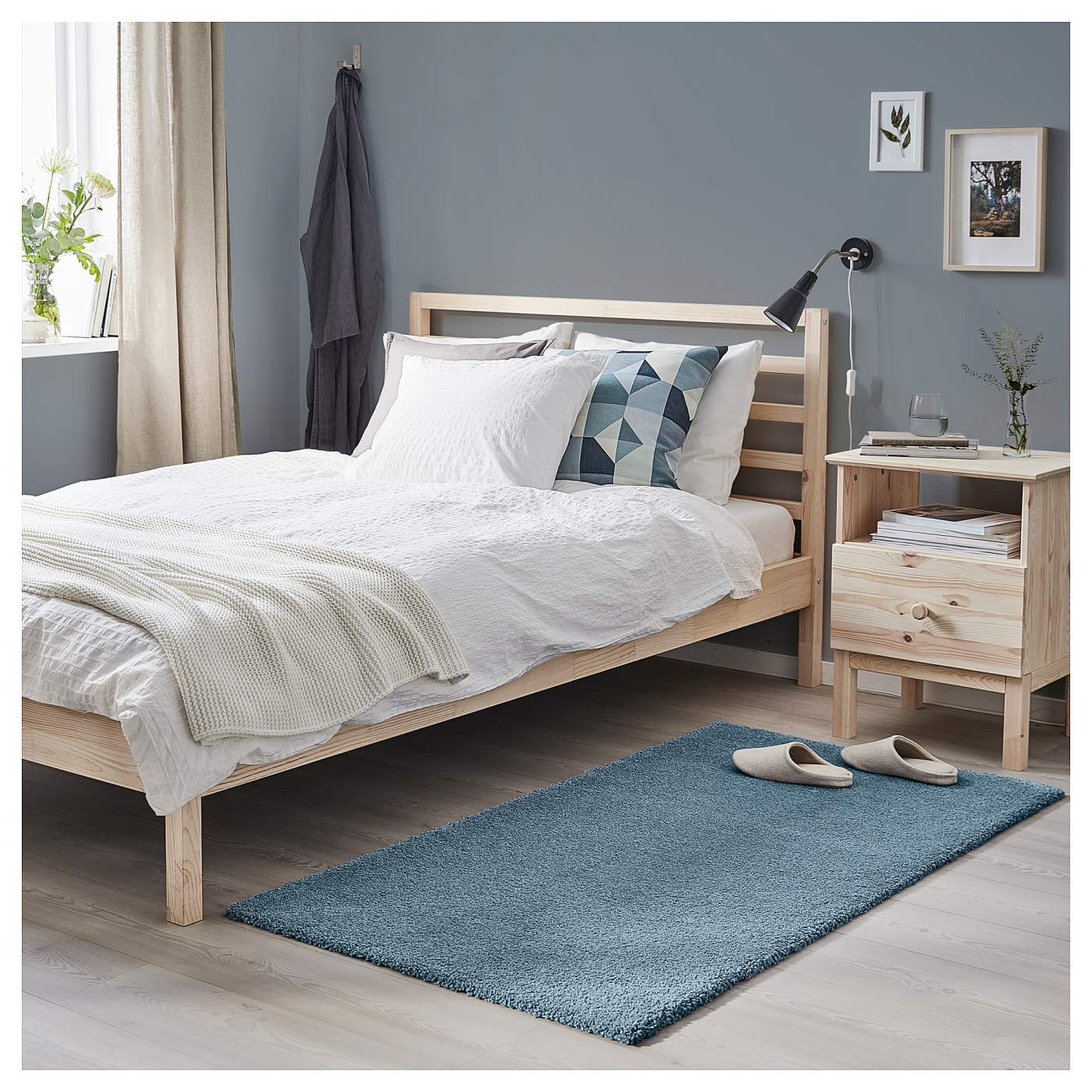 STOENSE rug, low pile medium blue - IKEA