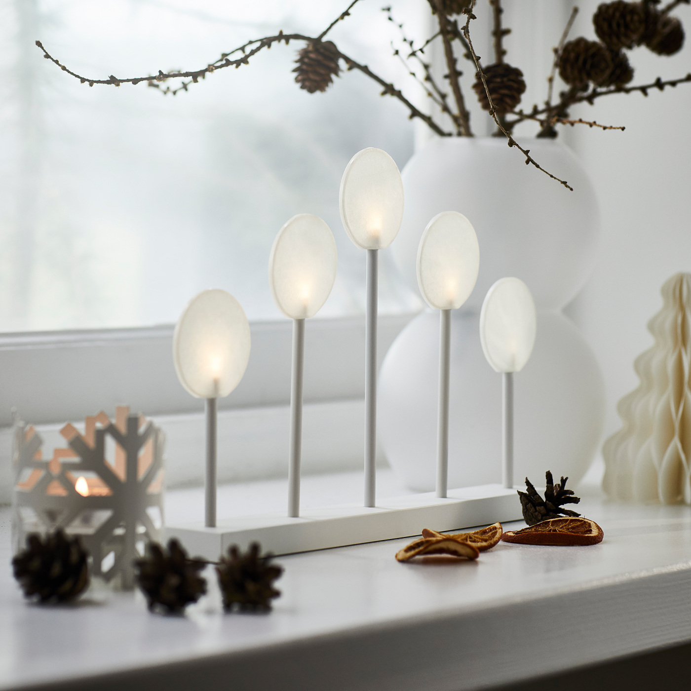 STRÅLA LED candelabra lollipops battery-operated/white - IKEA