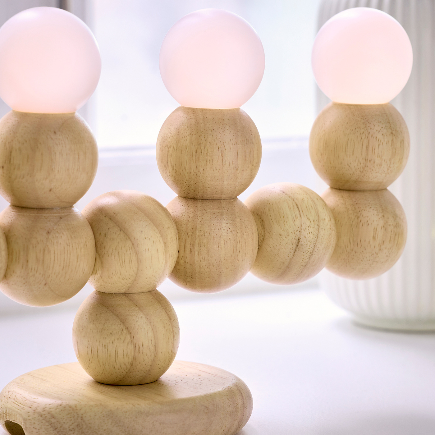 STRÅLA LED candelabra wood battery-operated - IKEA