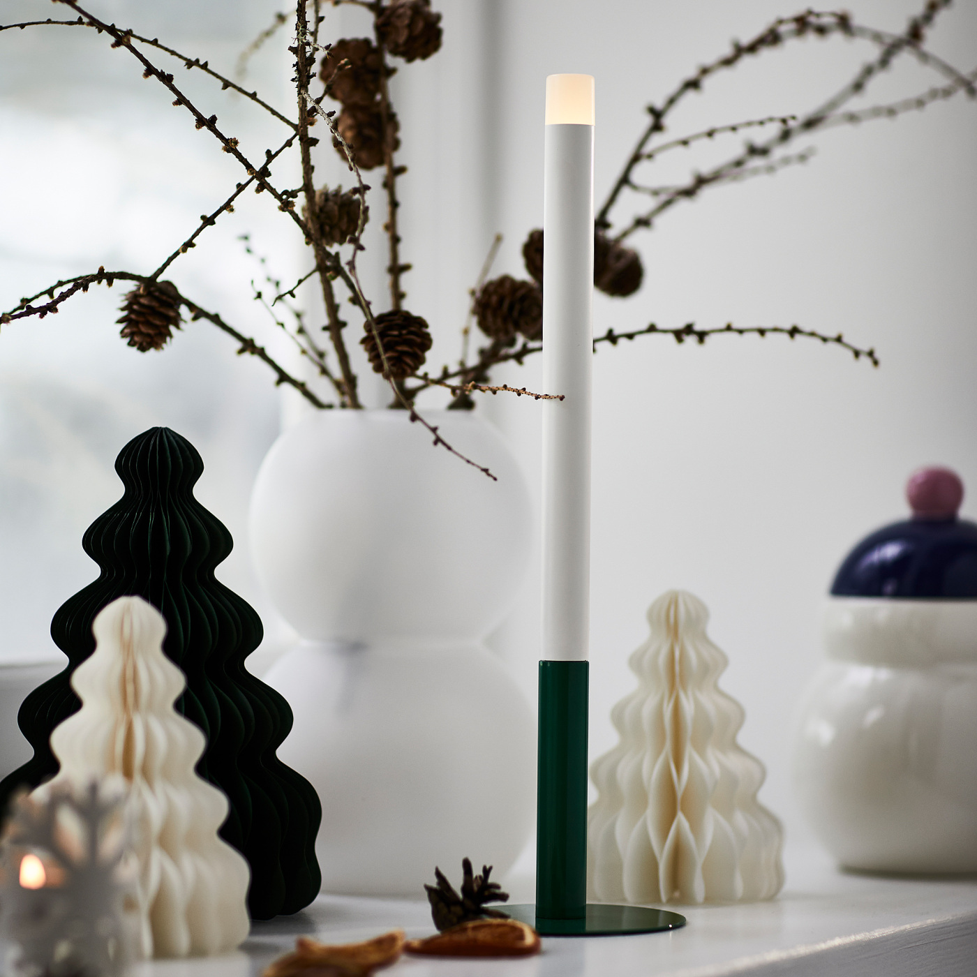 STRÅLA LED candle candle-shaped battery-operated/green - IKEA