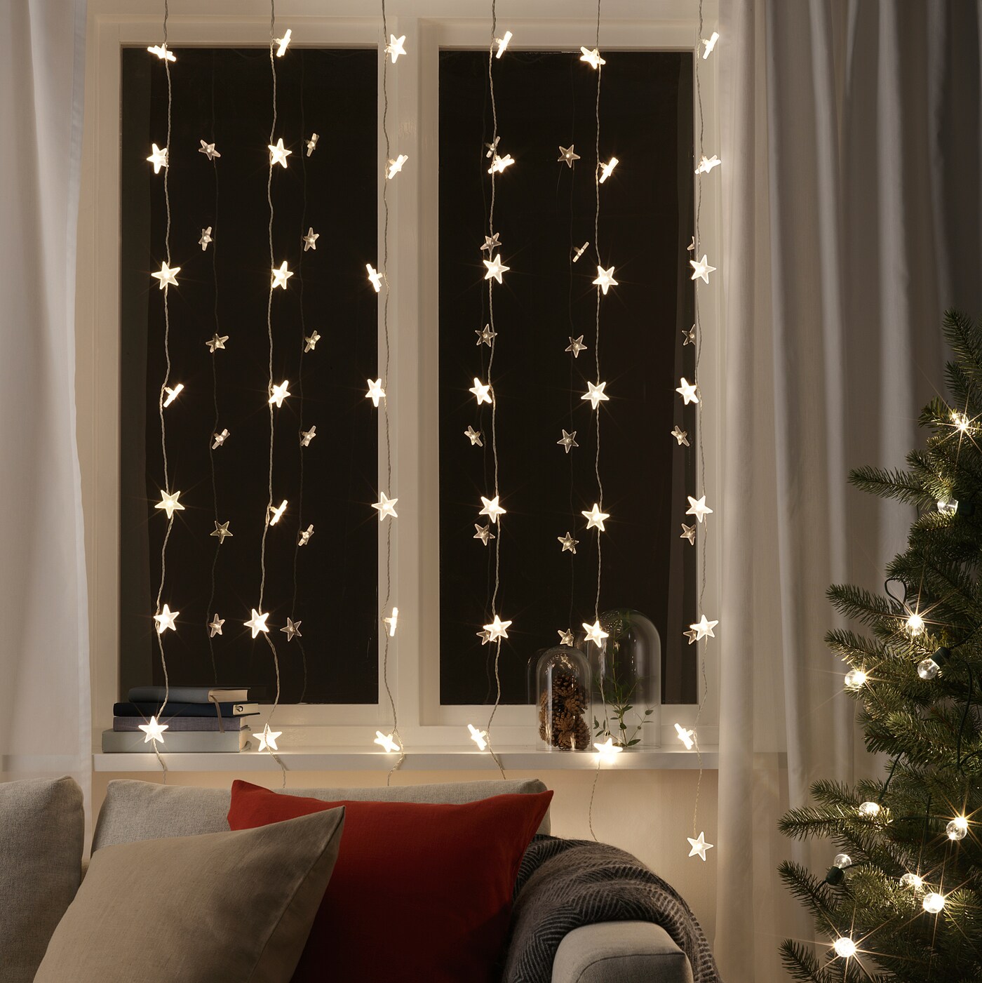 STRÅLA LED lighting curtain with 48 lights indoor star - IKEA