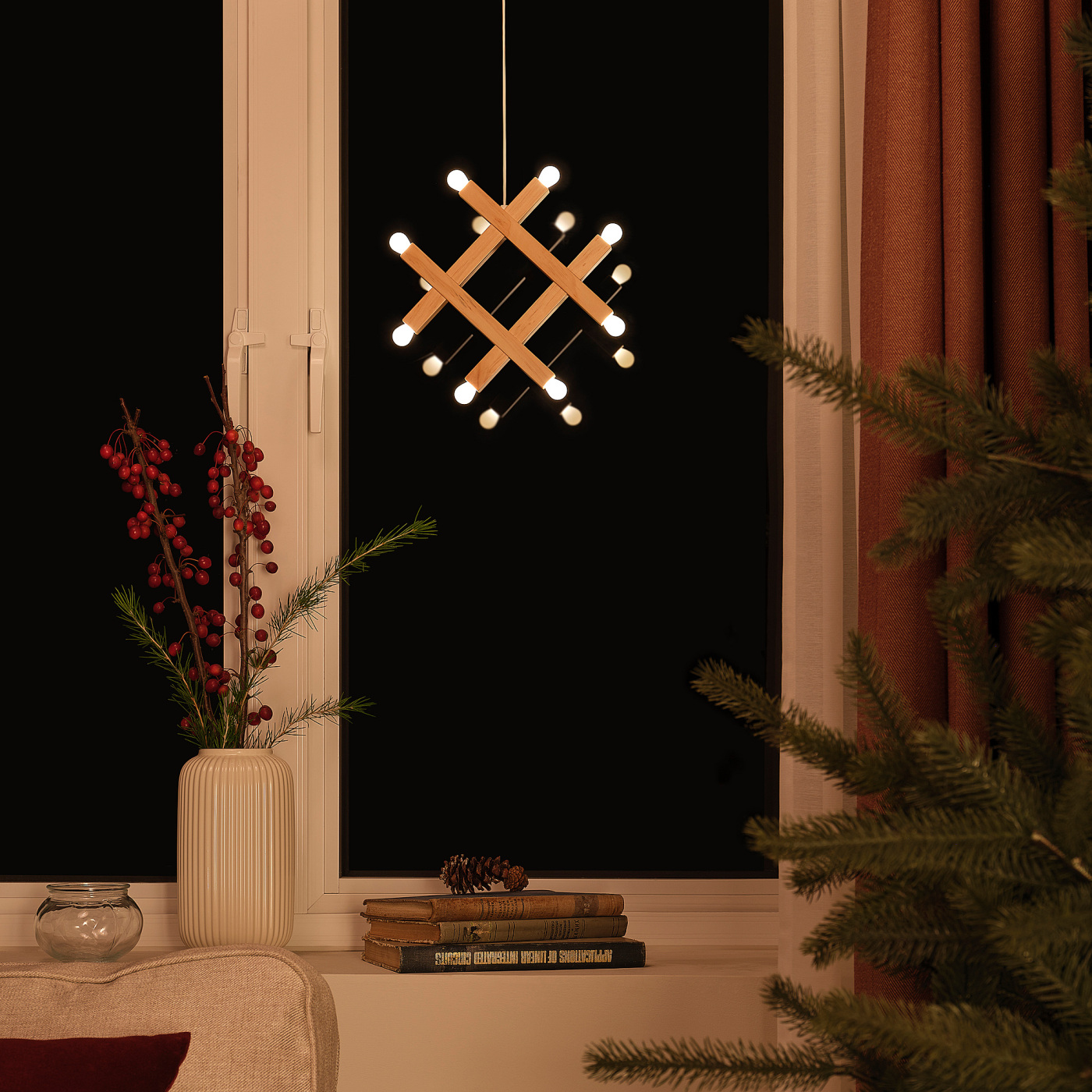 STRÅLA LED pendant lamp battery-operated/pine - IKEA