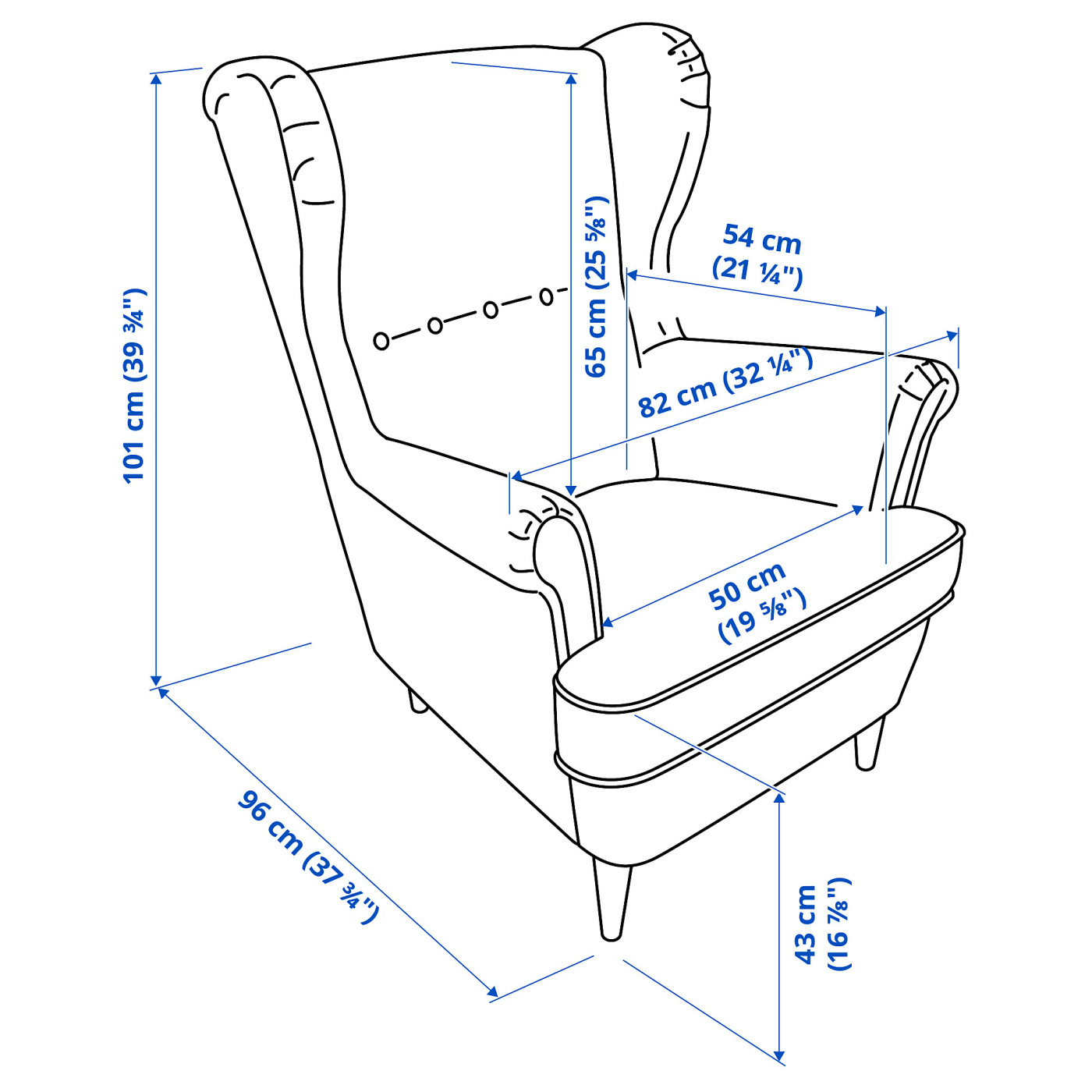 STRANDMON armchair and footstool Nordvalla dark grey - IKEA