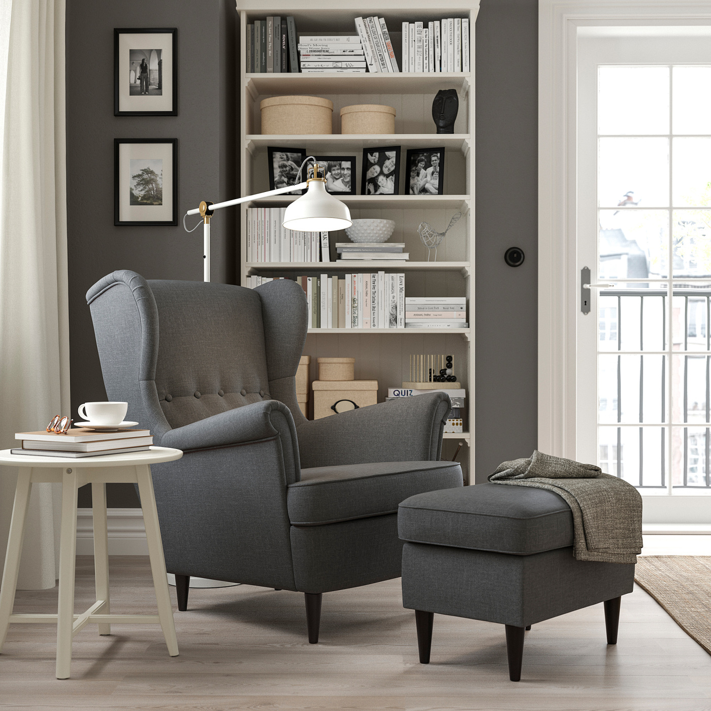 STRANDMON armchair and footstool Nordvalla dark grey - IKEA STRANDMON armchair and footstool Nordvalla dark grey - IKEA