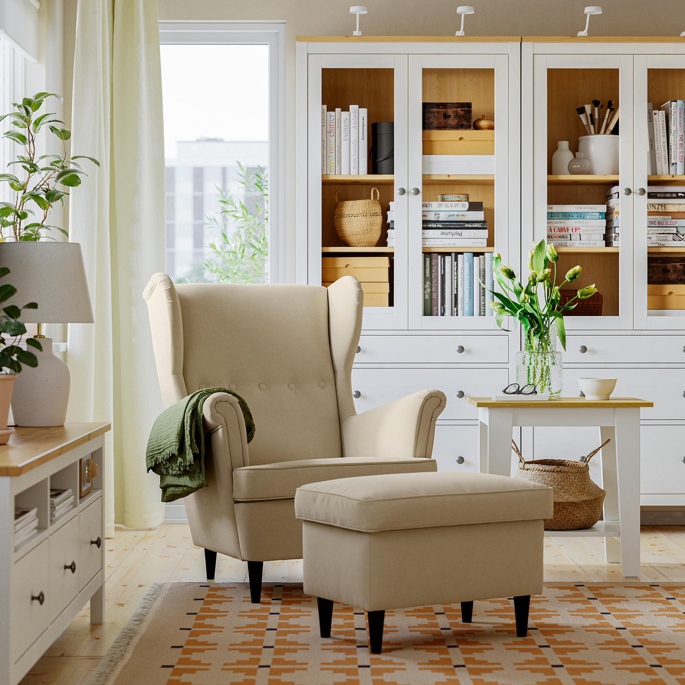 STRANDMON footstool with storage Tommaboda deep beige - IKEA