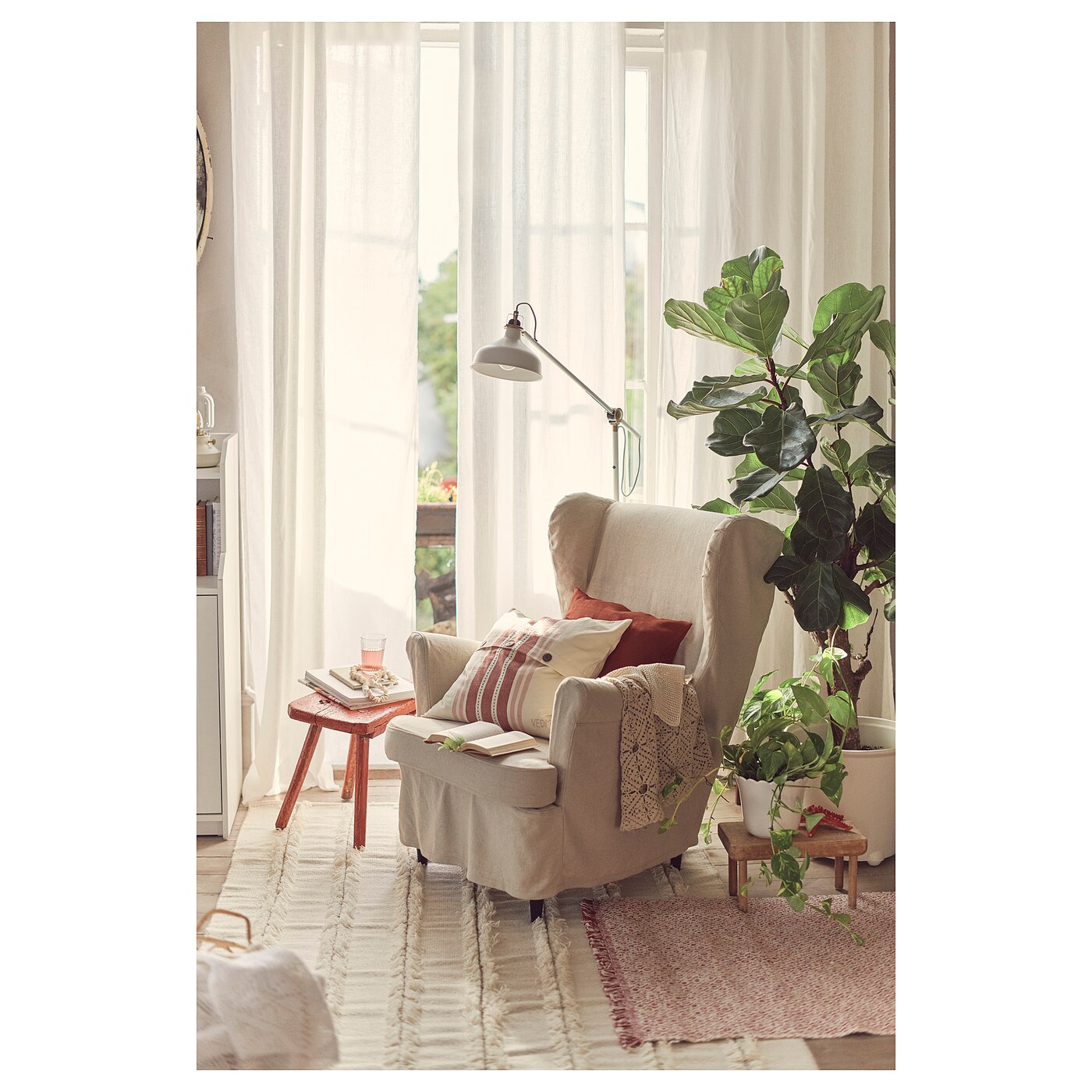 STRANDMON slipcover for wing chair Risane natural IKEA