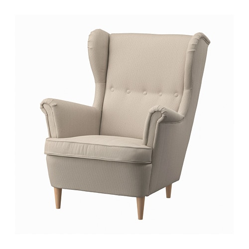 STRANDMON wing chair Vibberbo black/beige - IKEA