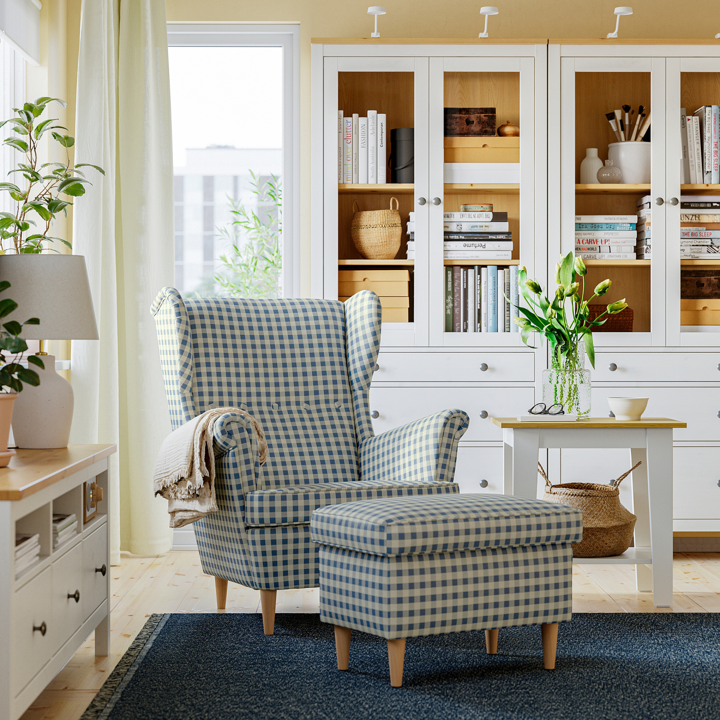 STRANDMON wing chair Sulviken blue/beige - IKEA