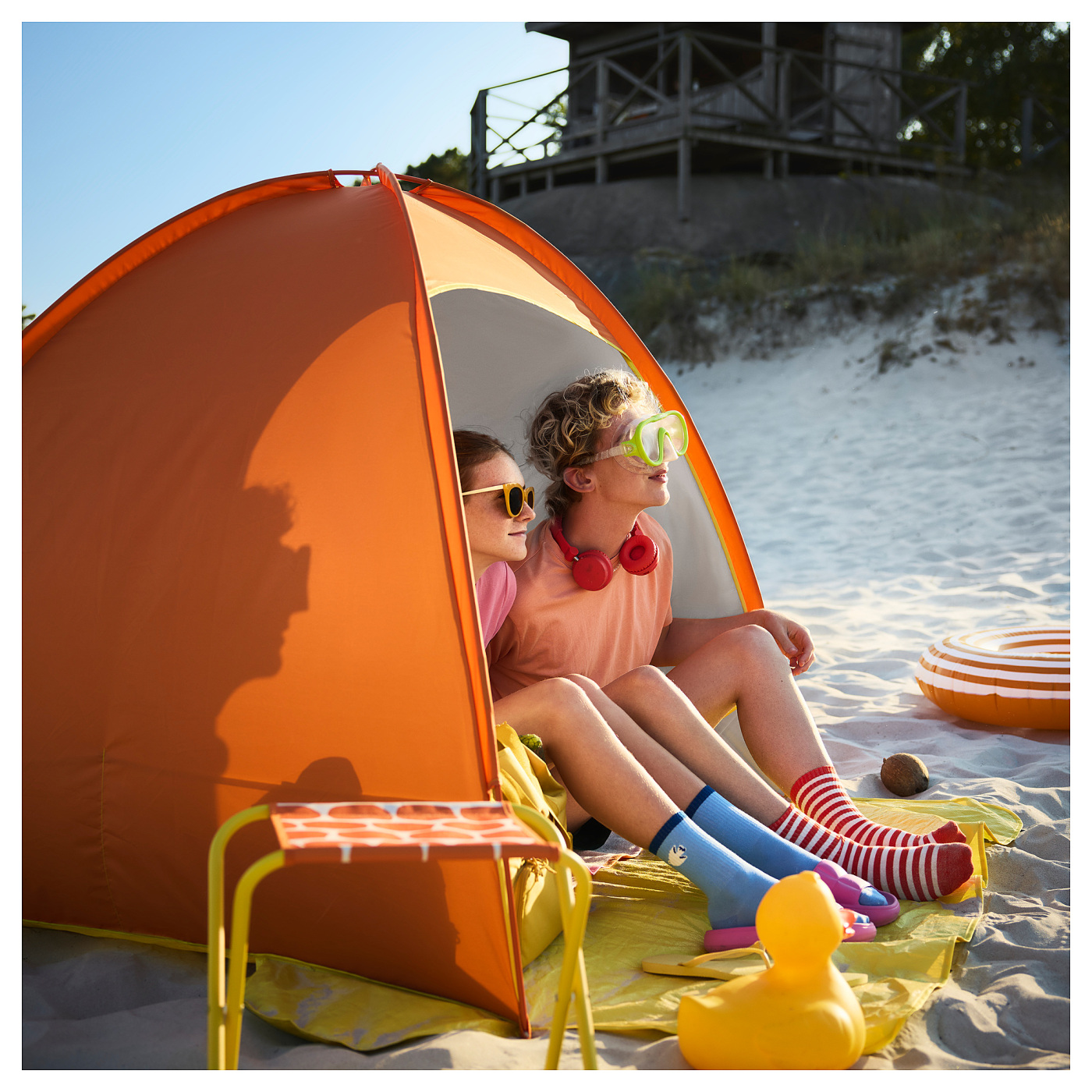 STRANDÖN sun/wind shelter bright orange/bright yellow - IKEA